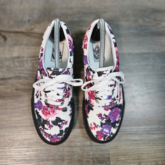 Vans Era Pink & Purple Florals With Black Soles - Picture 2 of 6